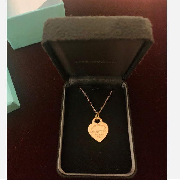 Rose Gold Heart Tag Charm Necklace 
